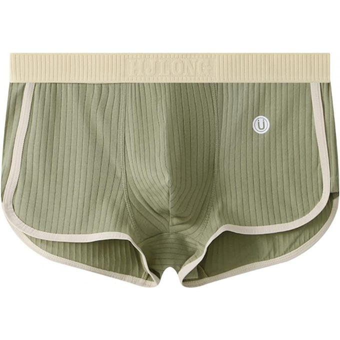 Heren Boxer Ondergoed Mid-rise Elastische Tailleband Patchwork Kleur Shorts Slips U-convex Geribbelde Slips Dagelijkse Kleding M lichtgroene kleur