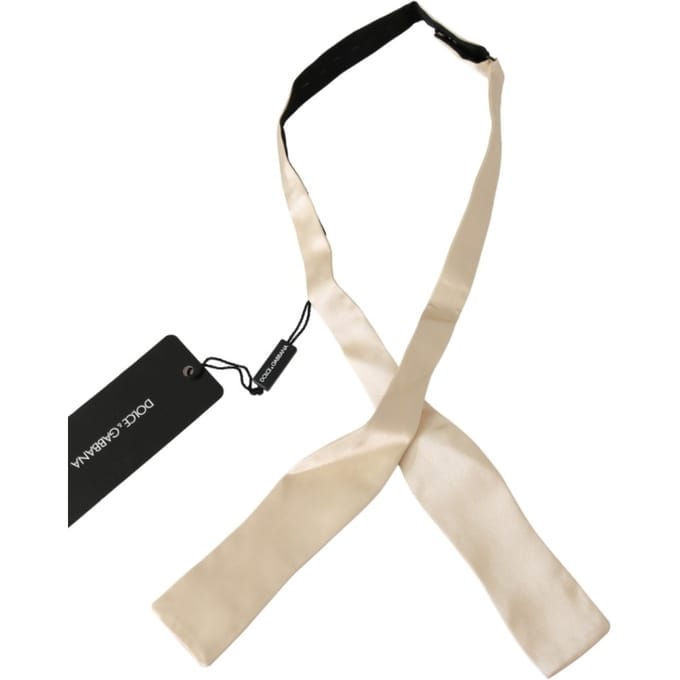 Dolce & Gabbana Beige Slim Skinny Herenstropdas 100% Zijde Stropdas