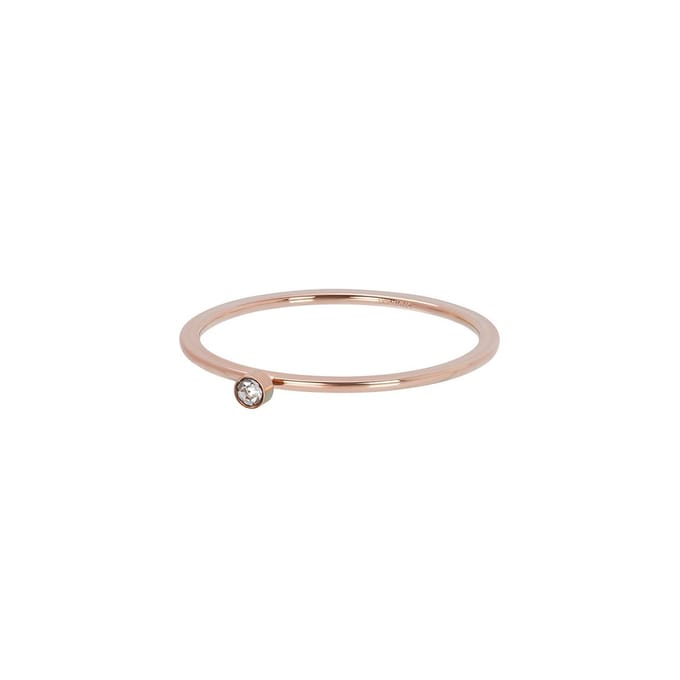 Fame-Zirconia 1 Stone Crystal-Rosé goudkleurig-Dames Ring