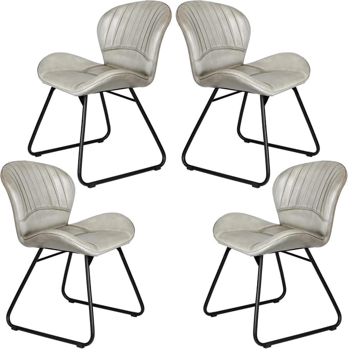 Leren stoel gestoffeerde stoel eetkamerstoelen – lichtgrijs