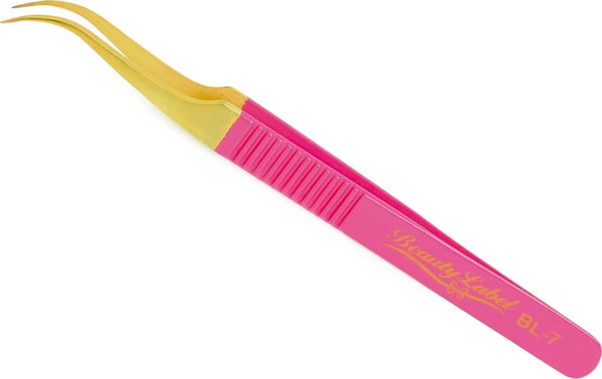 Beauty Label Pincet - Curved Tweezer - BL-7 - Roze/Goud