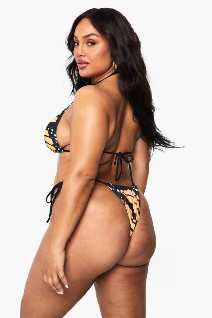 boohoo Dames PLUS VLINDERPRINT OVERSIZED DRIEHOEKBIKINI | Maat: 22