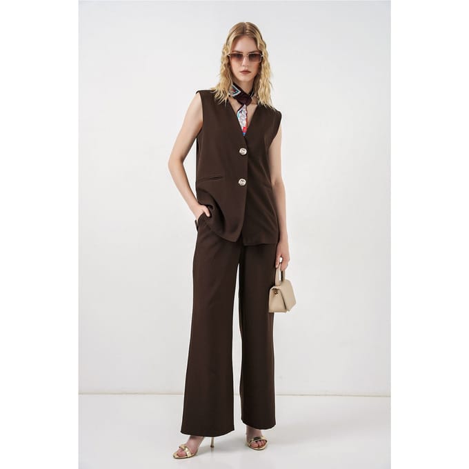 Lange V-hals Geknoopte Slim Fit Vest