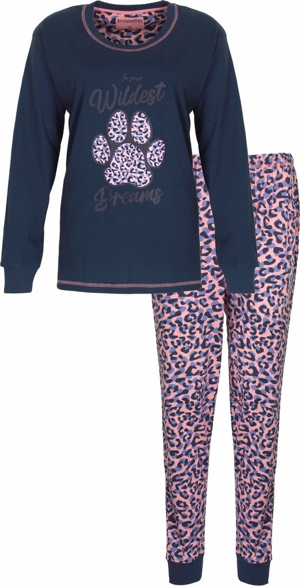 Irresistible Dames Pyjama - Katoen - Donker Blauw - Maat S