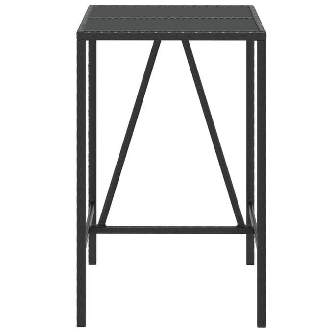 vidaXL - Bartafel - met - glazen - blad - 70x70x110 - cm - poly - rattan - zwart