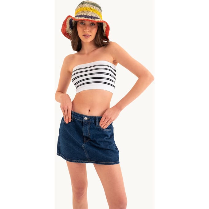 Gestreepte Strapless Cropped Top