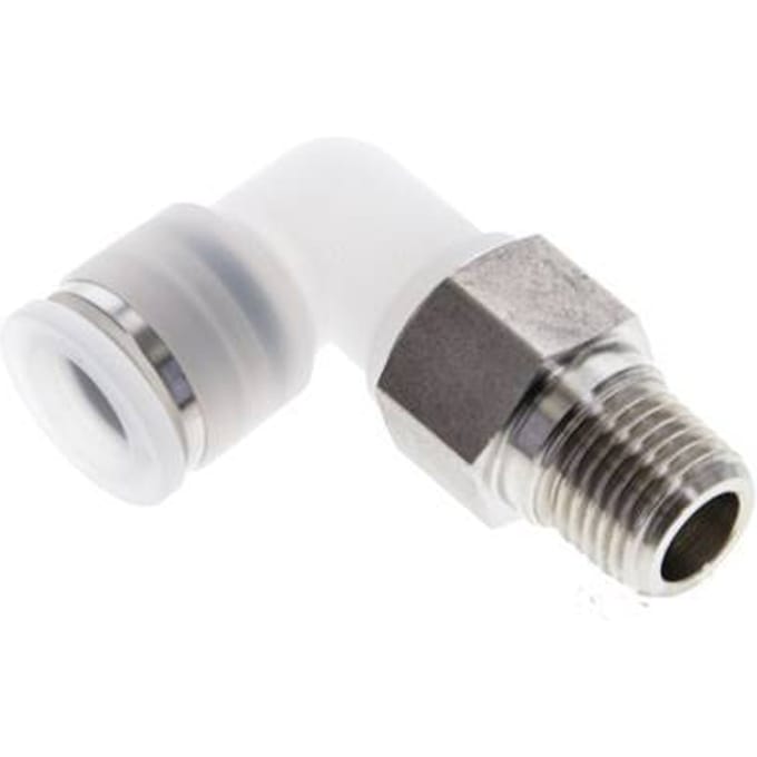 10mm x R1/4'' 90 graden L-verbinding PA/RVS Insteekfitting Buitendraad Draaibaar EPDM/PTFE