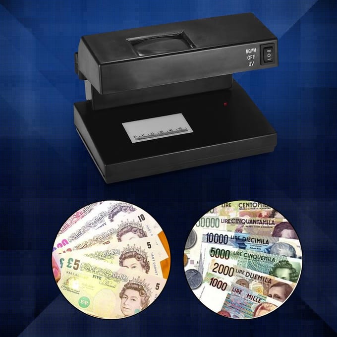 Draagbare Desktop Valsgelddetector Contant geld Bankbiljetten Biljettencontrole Machine Ondersteuning EU Plug zwart