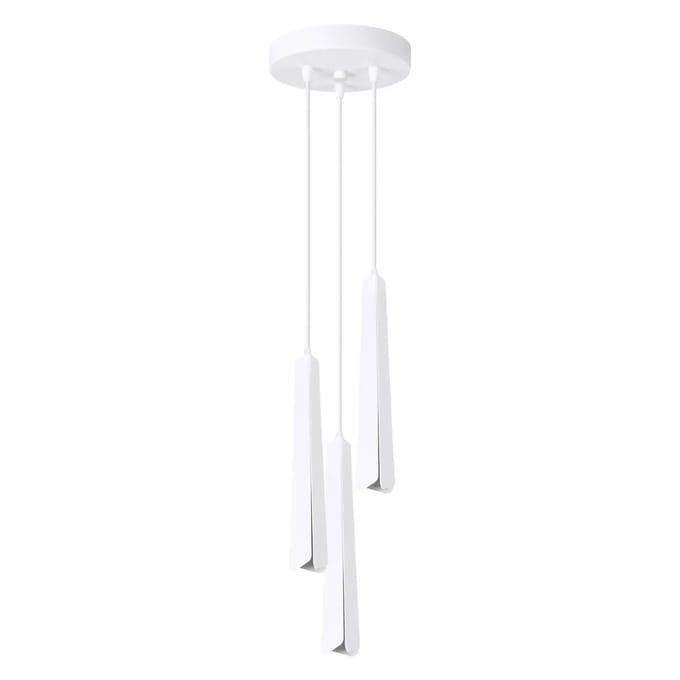 Hanglamp PRYSM 3P met 3 slanke kappen op ronde rozet - Sollux Lighting - IP20 - Wit staal behuizing - 19.5 x 19.5 x 120 cm - 3 x G9 LED, exclusief lichtbron - 3 x 8 W - Scandinavische hanglamp voor woonkamer, slaapkamer en eetkamer