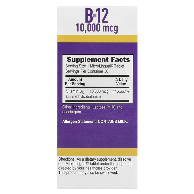 Methylcobalamine B-12, 10.000 Mcg, Microlingual® Instant Oplosbare Tabletten, 30 Tabletten