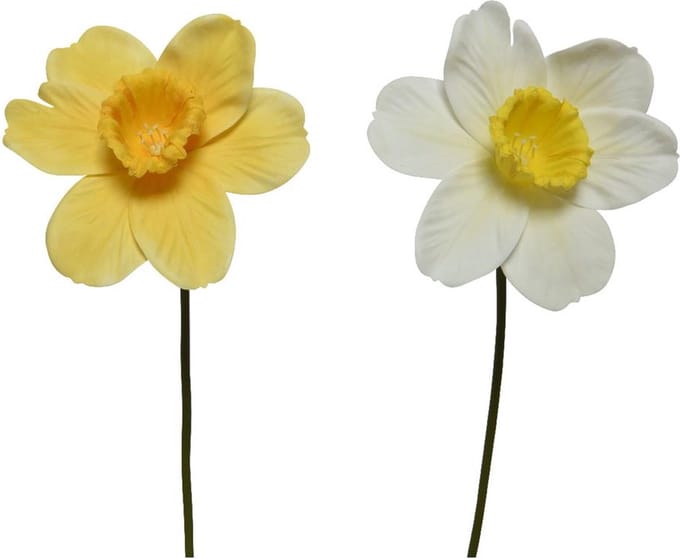 Kunstbloem Narcis h39cm geel/wit 2 ass