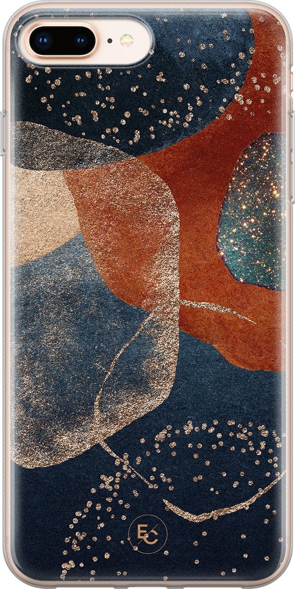 Hoesje geschikt voor iPhone 8 Plus - Abstract Terracotta - Soft Case - TPU - Print - Multi - ELLECHIQ