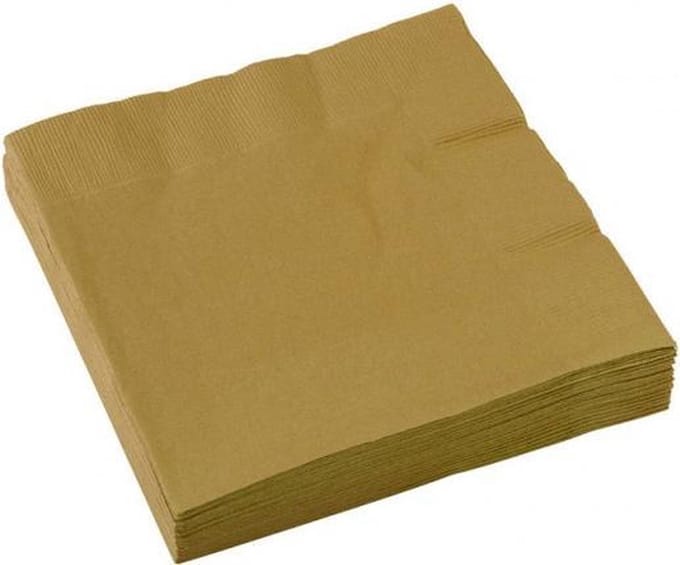 Amscan Servetten Goud 33 X 33 Cm 20 Stuks