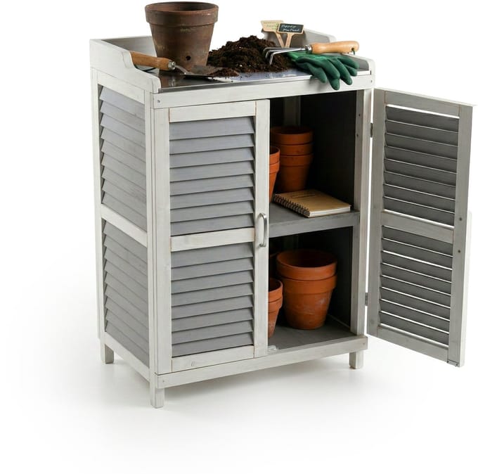 Oppottafel - met werkblad en onderkast - 100x67x47 cm - hout - grijs