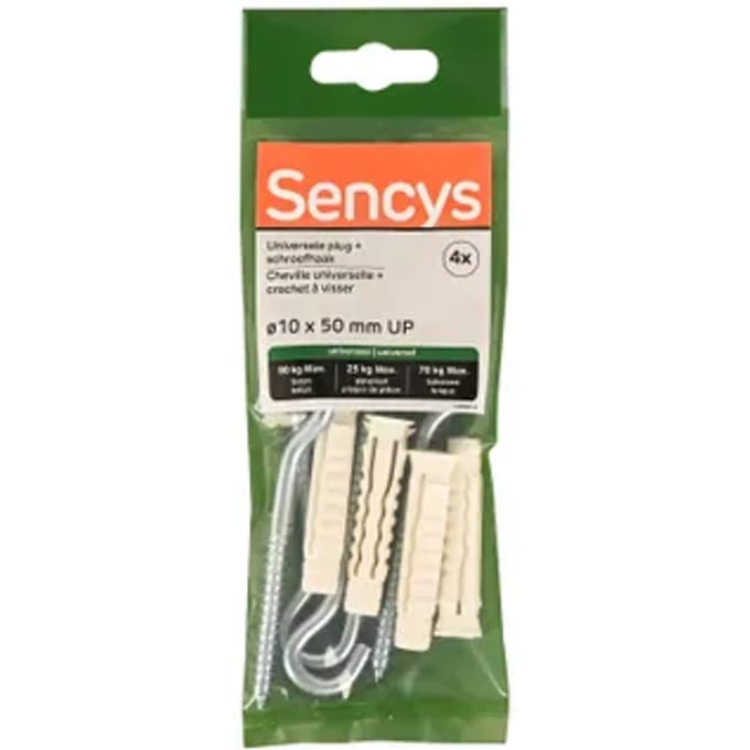 Sencys Universele Plug Nylon - Diam. 10x50mm - 4 Stuks