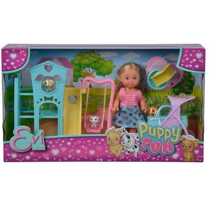 Steffi Evi Love Puppy Fun 12cm met 3 puppy' Tienerpoppen