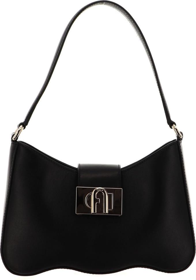 FURLA Leren Schoudertas 1927 Shoulder Bag Wave Nero Zwart