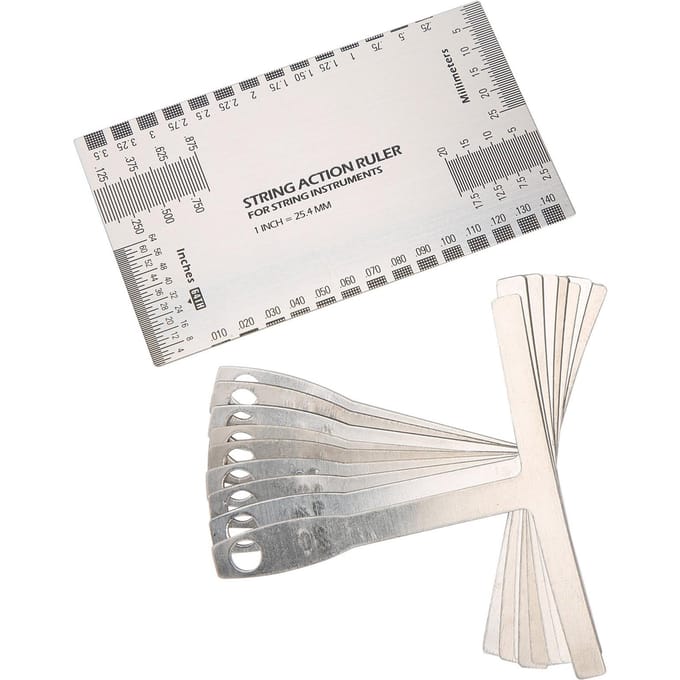 Jeu d'outils de mesure pour guitare basse, règle de mesure, jauge de rayon, pas et hauteur des cordes white