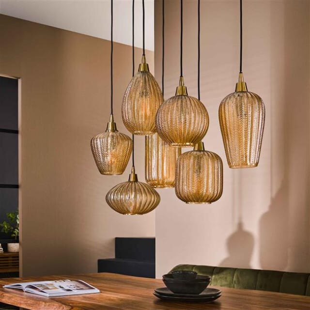 Hoyz Hoyz hanglamp pattern 4+3 lampen glass