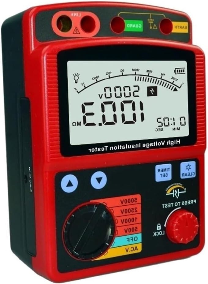 Isolatiemeter - Ohm meter - Elektrische metingen - 5000V testbereik - Tot 1000G - Grijs