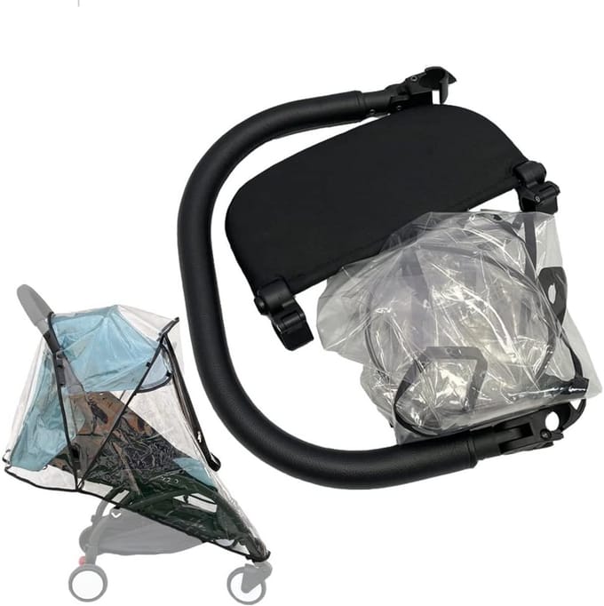 Accessoireset voor kinderwagens met verlengplank en regenhoes