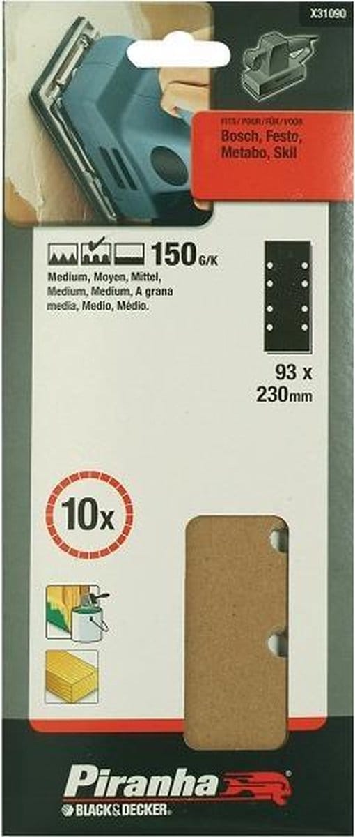 Piranha schuurstroken 230x93mm – K150 (10 st.)
