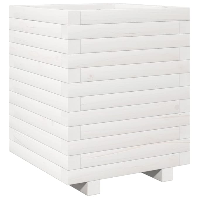 vidaXL - Plantenbak - 40x40x49,5 - cm - massief - grenenhout - wit