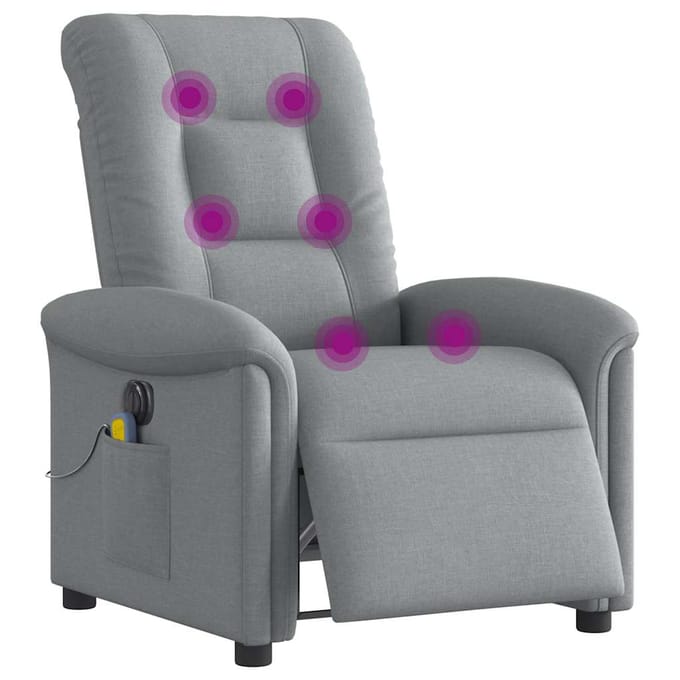 vidaXL - Massagestoel - elektrisch - verstelbaar - stof - lichtgrijs