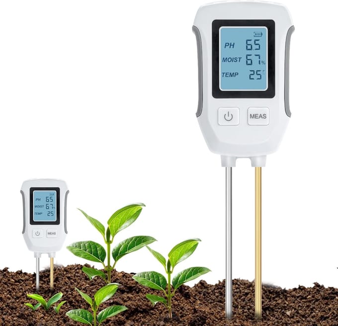 3-in-1 Bodemmeter - Planten Tester - Optimale Plantengroei - LCD Scherm Verlicht - 275 x 65 x 3 cm - Wit