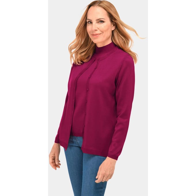Onderhoudsarme basic twinset - bessen - Gr. 25 van Goldner Fashion