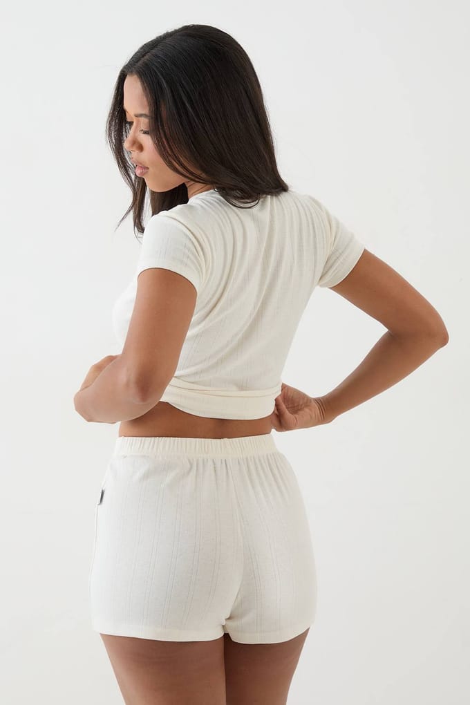 Dames Dsgn Studio Pointelle Short | Creme | Maat: Small