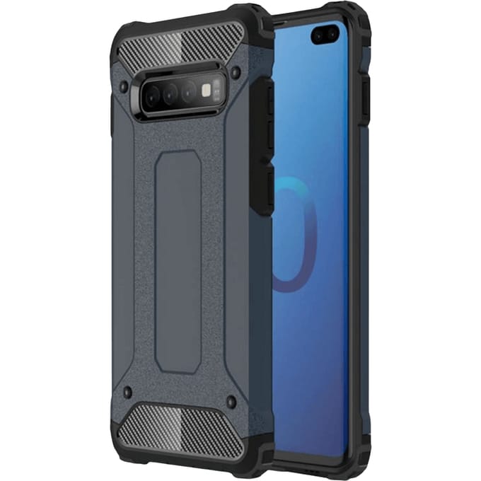 CaseBody Samsung Galaxy S10 Plus Shockproof Hoesje Steel Armor Blauw