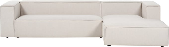 VERNON - Hoekbank 3-zits - Lichtbeige - Linkszijdig - Polyester