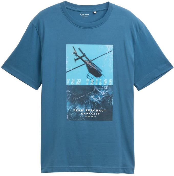 Tom Tailor - T-shirt met fotoprint - Maat S - real teal blue