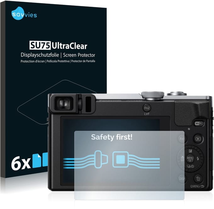 Savvies - Screenprotector voor Panasonic Lumix DMC-TZ70 - Folie Beschermfolie transparant 6 Stuks