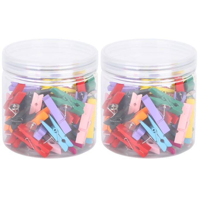 Lot de 100 punaises en bois colorées pour photos et petits objets gray