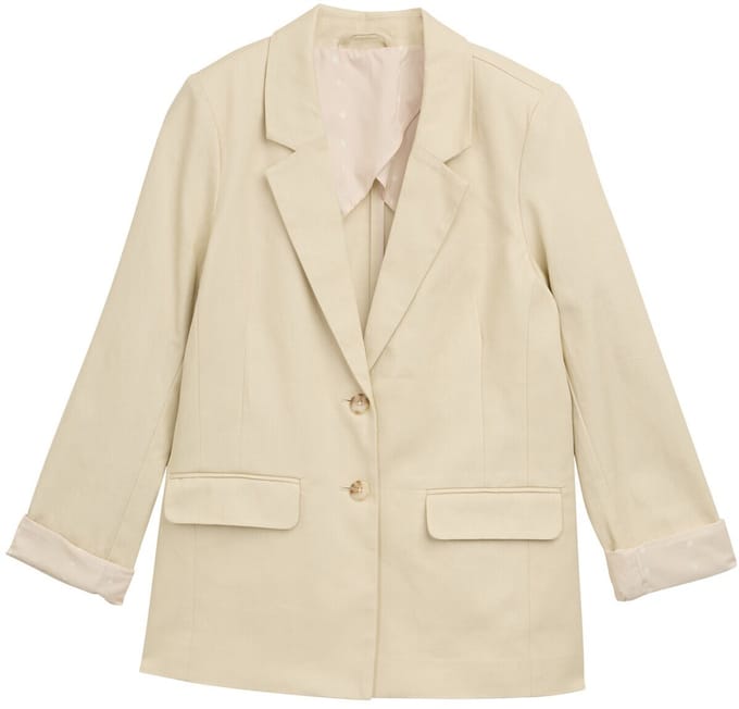 Tom Tailor - Regular fit blazer van keperstof - Maat 36 - champagne
