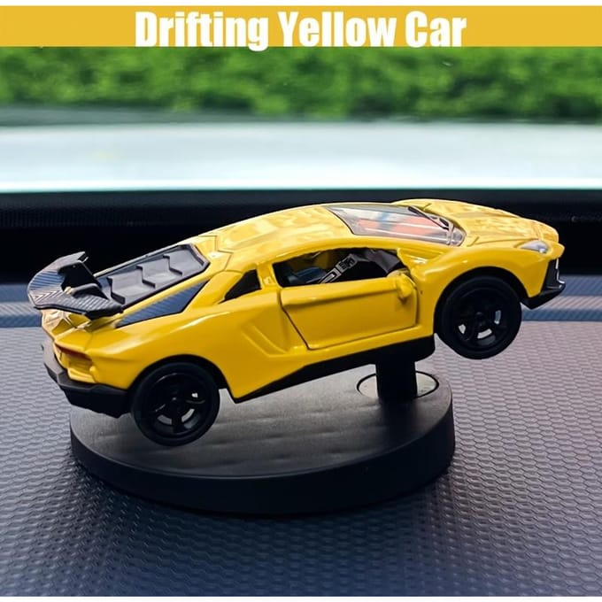 Springactie Driftauto Dashboard Speelgoed Wobbelende Auto Interieur Decoratie Drift Yellow Race