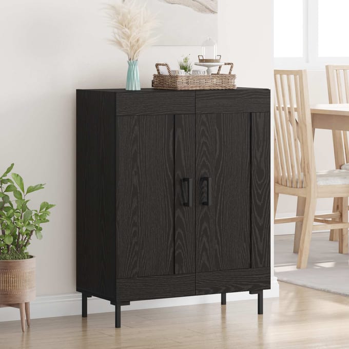 vidaXL Dressoir Zwart Eiken 69,5 x 34 x 90 cm Gemonteerd hout en ijzer