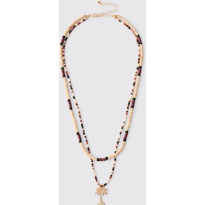 Palm Tree Beaded Necklace | Gold
