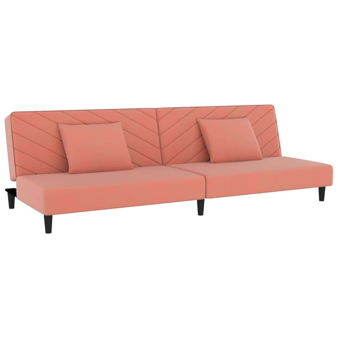 vidaXL - Slaapbank - 2-zits - met - 2 - kussens - fluweel - roze