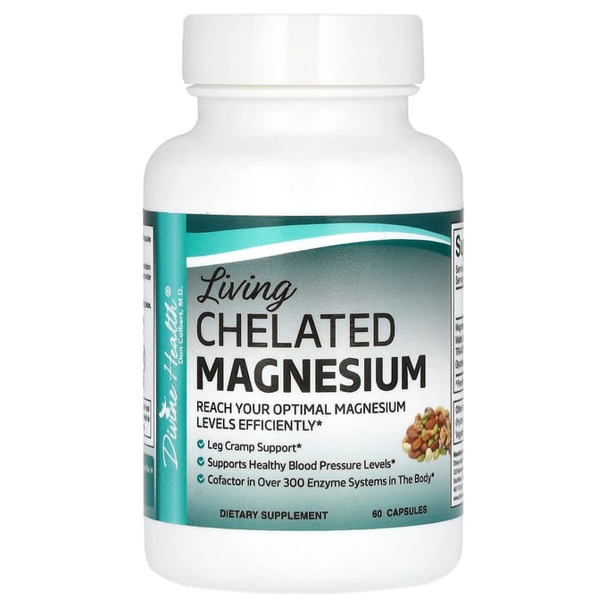 Divine Health, Living, Gecheleerd Magnesium, 60 Capsules