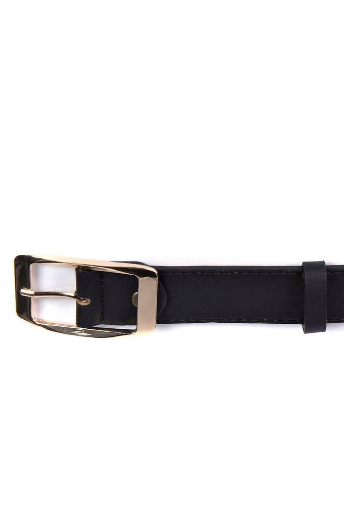 boohoo Dames Chunky Gouden Gesp Boyfriend Riem | Zwart | Maat: Small/Medium