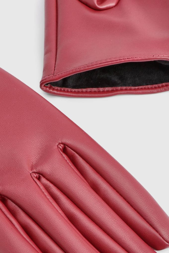 boohoo Dames Kunstleren handschoenen | Bordeaux Rood