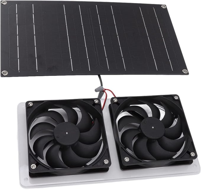 Dailygoods - Zonnepaneelventilatorkit met Dubbele Uitlaatventilatoren