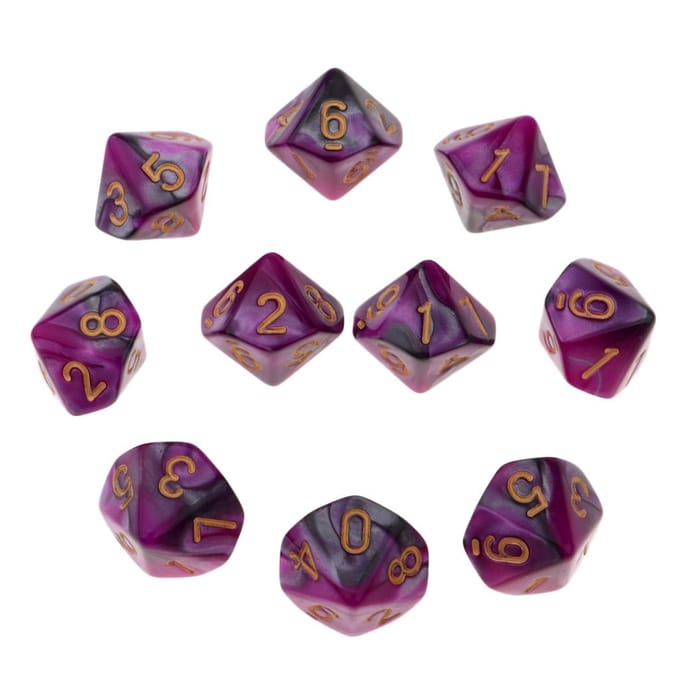 Lot de 10 dés multi-faces anciens D10 RPG