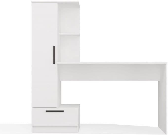 MALWA COSMO - Bureau met kast - Met opbergrek - Met lade - Mat wit