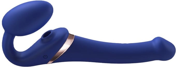 Strap-On-Me - Strapless Strap-on Vibrator Met Luchtdruk Stimulatie - Paars - Maat S