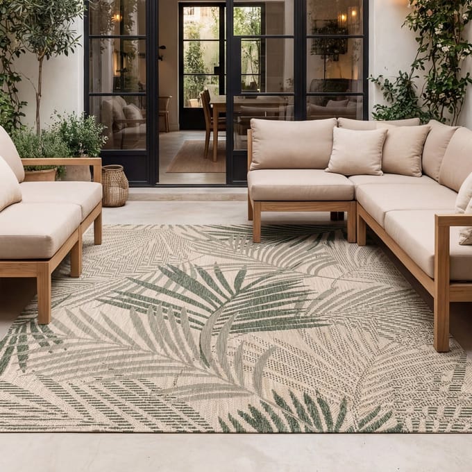 FRAAI Buiten vloerkleed - Tiga Palm Groen - 80x150cm