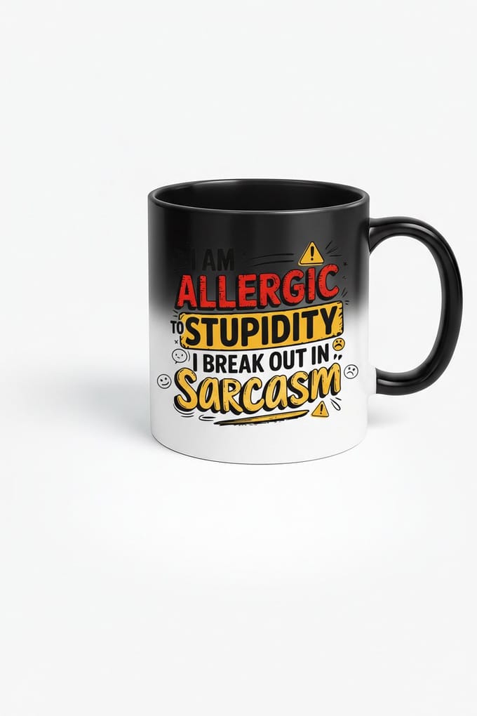 I Am Allergic To Stupidity Sarcasm Magic Mug - Zwarte Tovermok 330ml